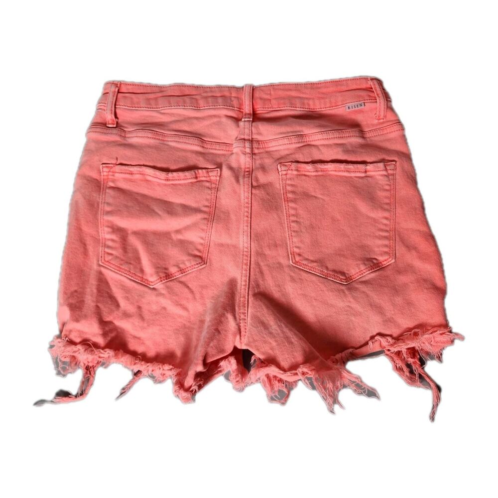 Women's Coral Distressed Denim Shorts - Picture 4 of 8